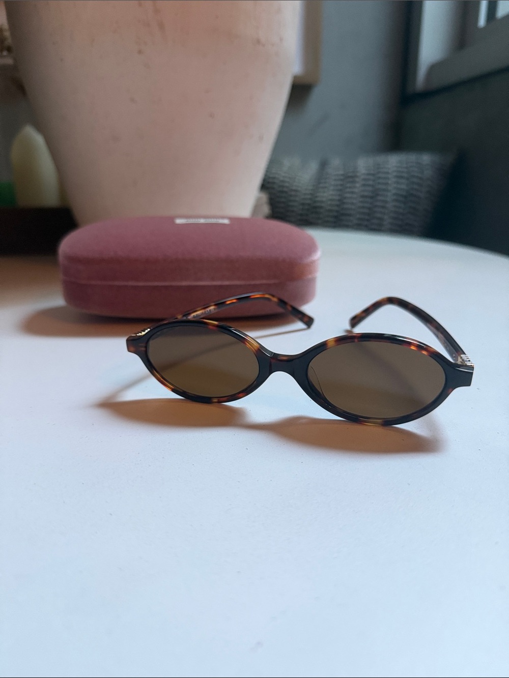 Miu miu Tortoiseshell Oval Sunglasses - Brown Lenses